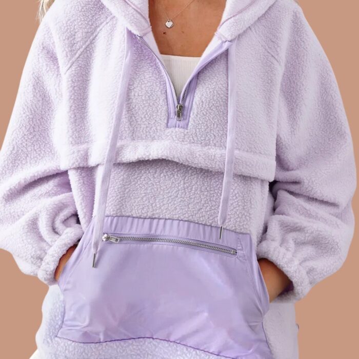 Lavender Fuzzy Zip Hoodie