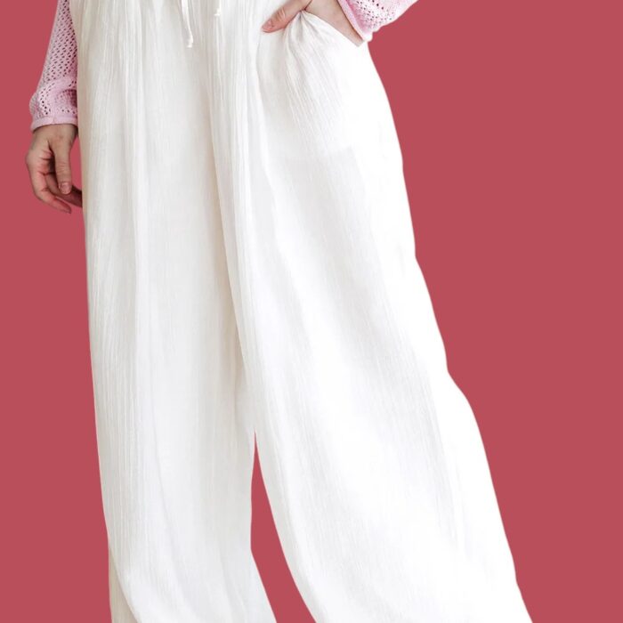 White Tie Waist Pants