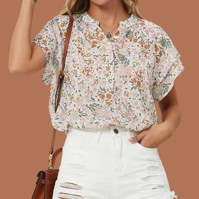 Printed Mandarin Top