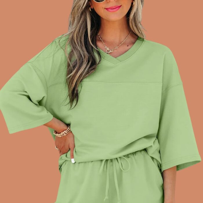 Meadow Mist Green V-Neck Set